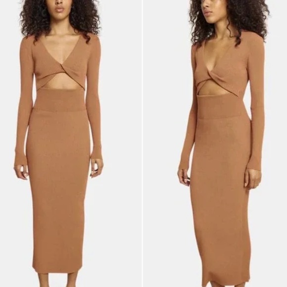 House of Harlow 1960 Dresses & Skirts - House of Harlow 1960 Tan Cutout Sweater Dress NWOT